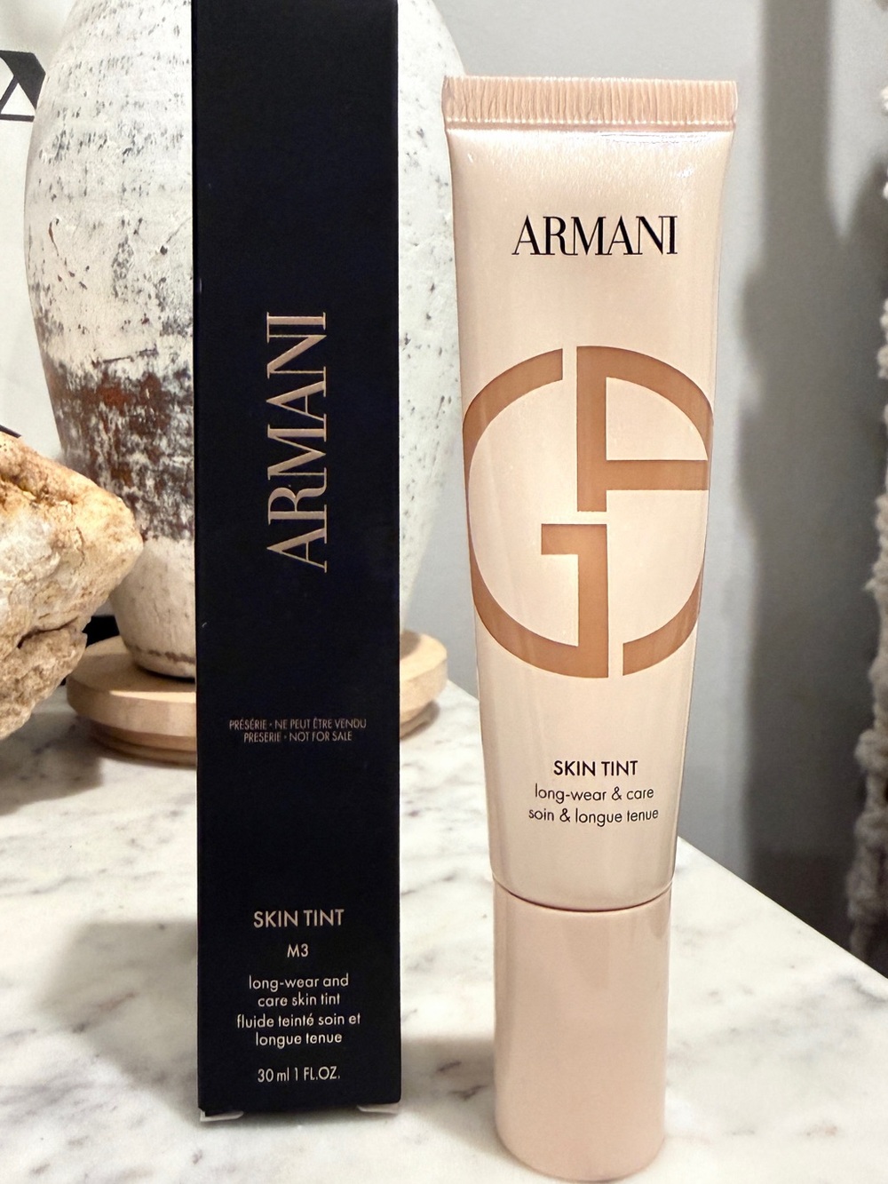 Giorgio Armani Skin Tint Foundation Tube in Nude Beige with Gold Logo